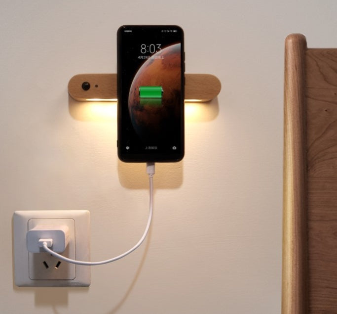 Minimalistisches LED-Sensor-Nachtlicht 🌙 – Holzdesign mit Bewegungssensor & USB