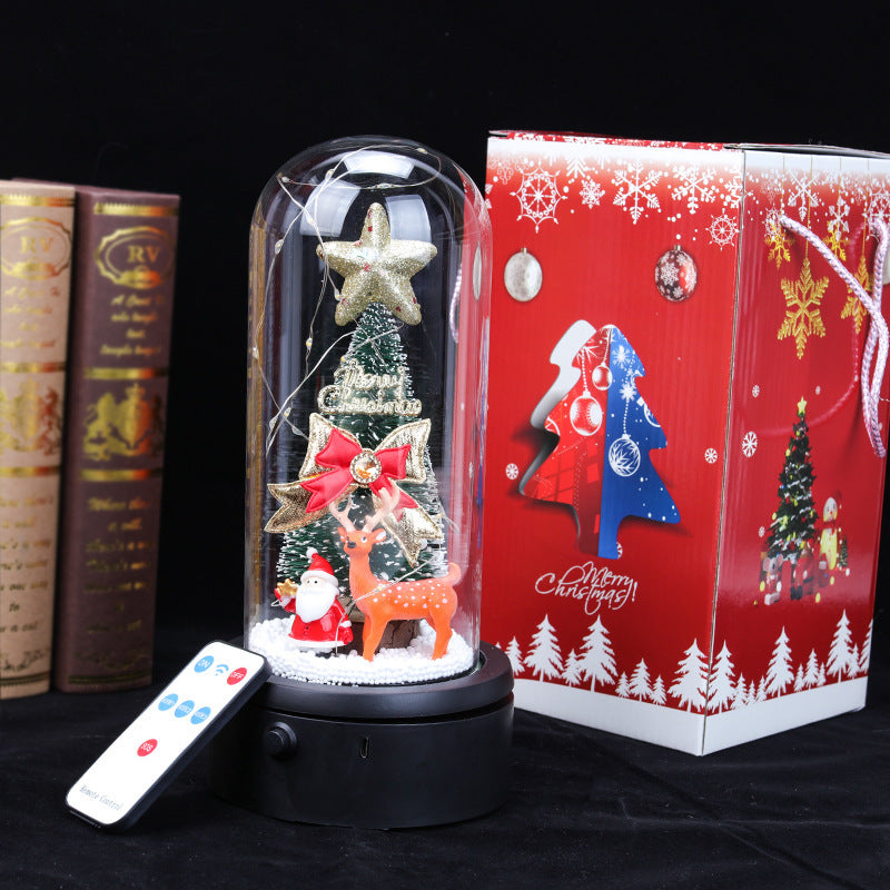 Weihnachtsbaum im Glas 🎄 LED-Lampe mit Deko & Schneeeffekt | Perfekte Weihnachtsdeko