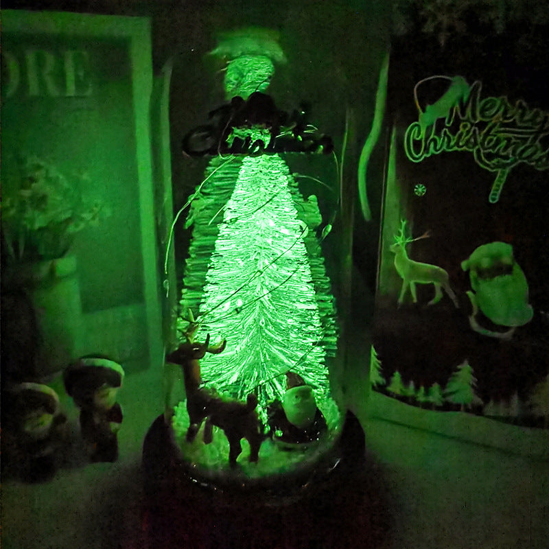 Weihnachtsbaum im Glas 🎄 LED-Lampe mit Deko & Schneeeffekt | Perfekte Weihnachtsdeko