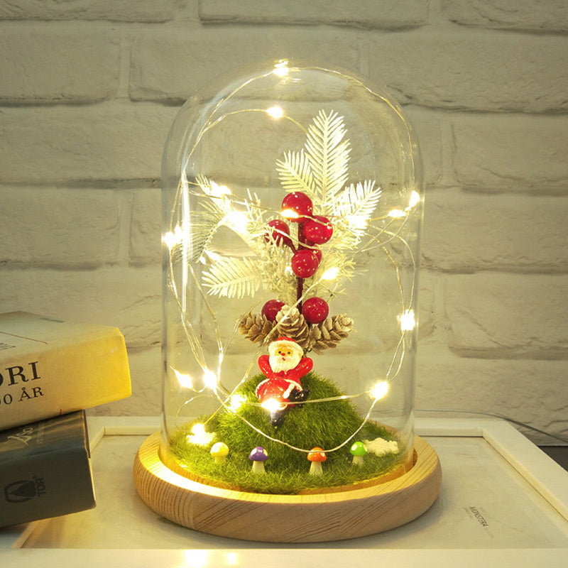 Weihnachtsbaum im Glas 🎄 LED-Lampe mit Deko & Schneeeffekt | Perfekte Weihnachtsdeko