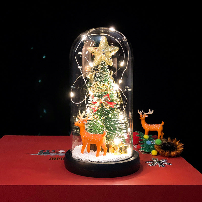 Weihnachtsbaum im Glas 🎄 LED-Lampe mit Deko & Schneeeffekt | Perfekte Weihnachtsdeko