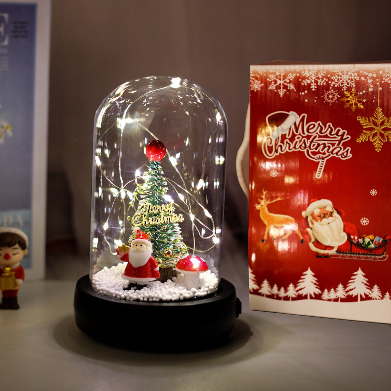 Weihnachtsbaum im Glas 🎄 LED-Lampe mit Deko & Schneeeffekt | Perfekte Weihnachtsdeko